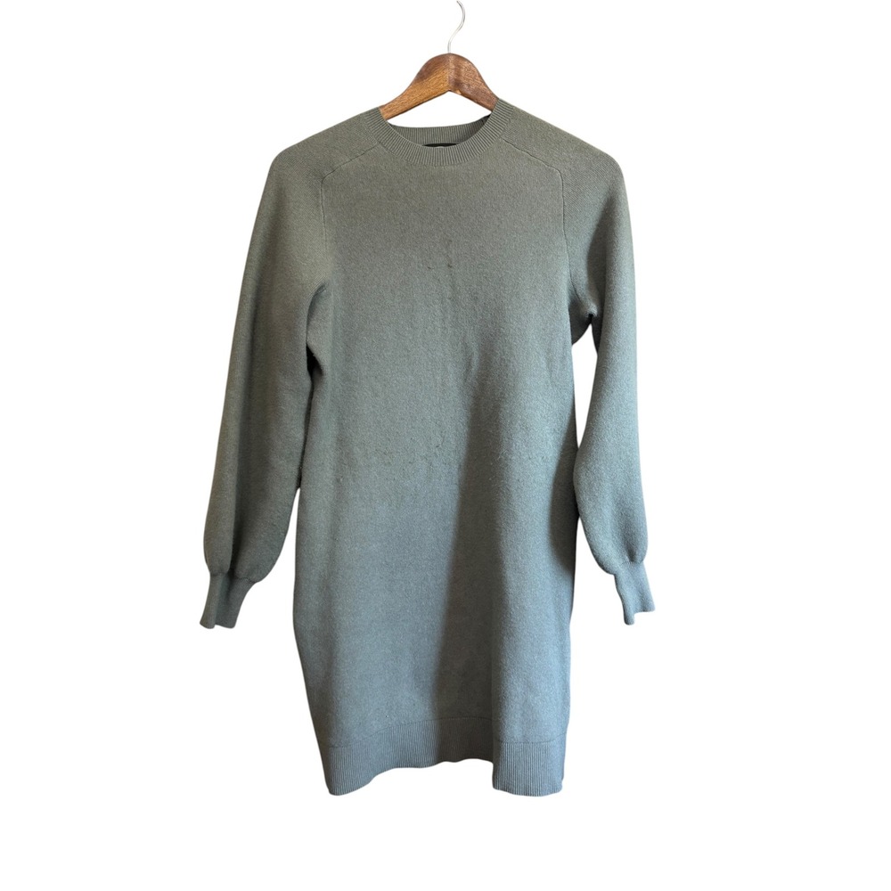 Scoop Sweater Dress Womens S Sage Green Good Long Sleeve Balloon Knit Dress